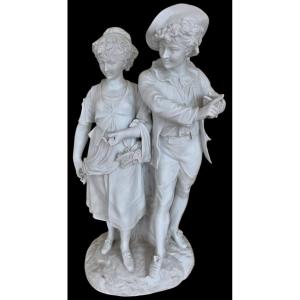 Grand groupe en biscuit de porcelaine parian de Vion & Baury Hauteur 51cm XIXᵉ siècle