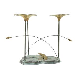 Jivko Sedlarski Bronze Coffee Table Base With Green Patina, "aquatic Frog" Theme