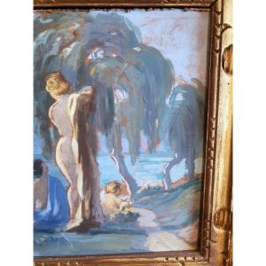 Gouache originale Matinée d'été Paul CHABAS 1869 1937 Très belle esquisse préparatoir