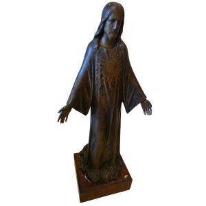  Bronze "sacré-cœur De Jésus" By Albert Roze (1861–1952), Ferdinand Barbedienne Foundry 