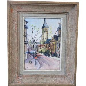 Tablean, Oil On Panel, View Of Paris: Saint-germain-des-prés Church