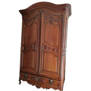 Monumentale Armoire de Mariage Régionale Cerisier d’Époque XVIIIe Provenance Gironde 800E