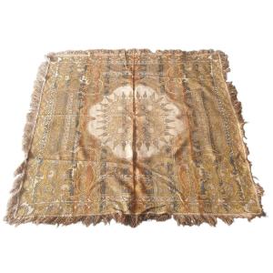 Large Antique Jacquard Tablecloth From The 19th Century, 122 X 122 Cm In Impeccable Condition