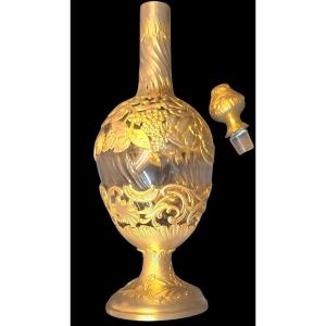 Grande carafe orfèvres de Hanau Carafe en cristal torsadé et monture vermeil ajourée Fin XIXe