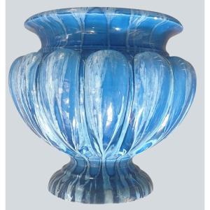 Medici Vase: Fluted Ceramic Planter With Flamed Finish By Jérôme Massier, Vallauris