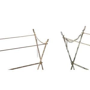  Pair Of Baguès Or Jensen Folding Luggage Racks, Metal With A Bamboo-like Finish, 1970s