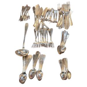 Large Art Deco 120-piece Silver-plated Cutlery Set, 5.5 Kg—a Truly Beautiful Set