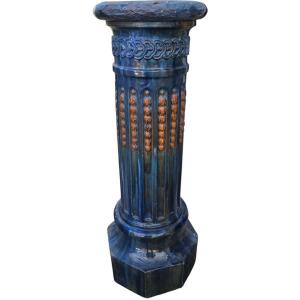 Colonne Piédestal en céramique émaillée H110 cm Dans le goût de Jérôme Massier