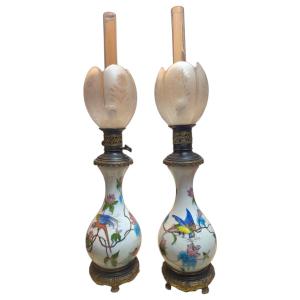 Théodore DECK paire de lampes à pétrole japonisantes XIXᵉ
