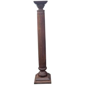 Grande colonne sellette piédestal en bois massif H 162 cm Fin XIXᵉ Superbe colonne