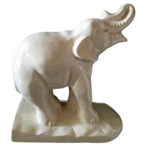 Paire de serre-livres Éléphants Art déco Charles Lemanceau Saint-Clément