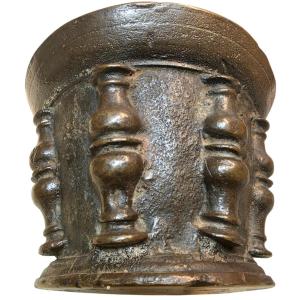 Rare Bronze Mortar With Balusters, 16th–17th Century, 4.5 Kg, Superb Apothecary's Mortar