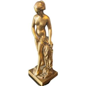  Gilded Bronze Statue: "the Bather With Falconet Drapery" By Clodion—gilded Bronze Bather 