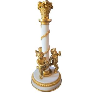 Important Gilded Bronze And White Marble Torch In The Style Of Clodion Boizot  19th Century 