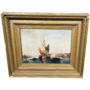 Auguste Maillet Rigon Venise Et Gondolier Huile Sur Toile 