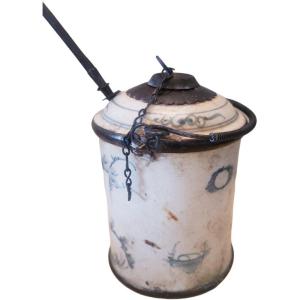 Reservoir Pipe A Eau A Opium En Ceramique  Chine XIXeme