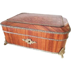 Large Marquetry Box Of Rosewood Cubes Napoleon III Period
