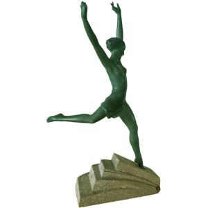 Sculpture 0lympie en Fonte d’Art par Fayral pour pierre le Faguays vers 1930 Ht 51 cm