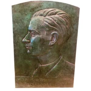 Jean Louis Cazieux Sculpteur Importante Plaque En Bronze Pierre Bouville