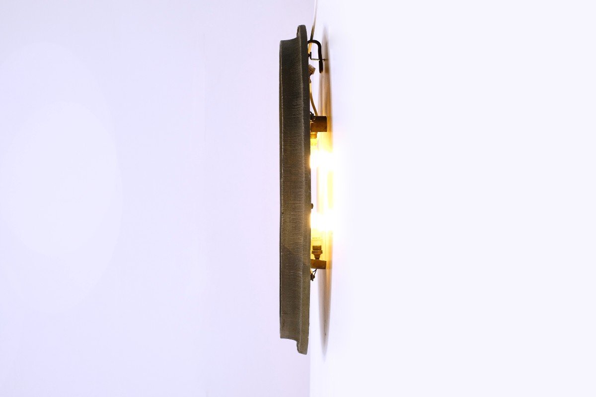 Grand Miroir Lumineux patine Bronze, Italie 1960s.-photo-5