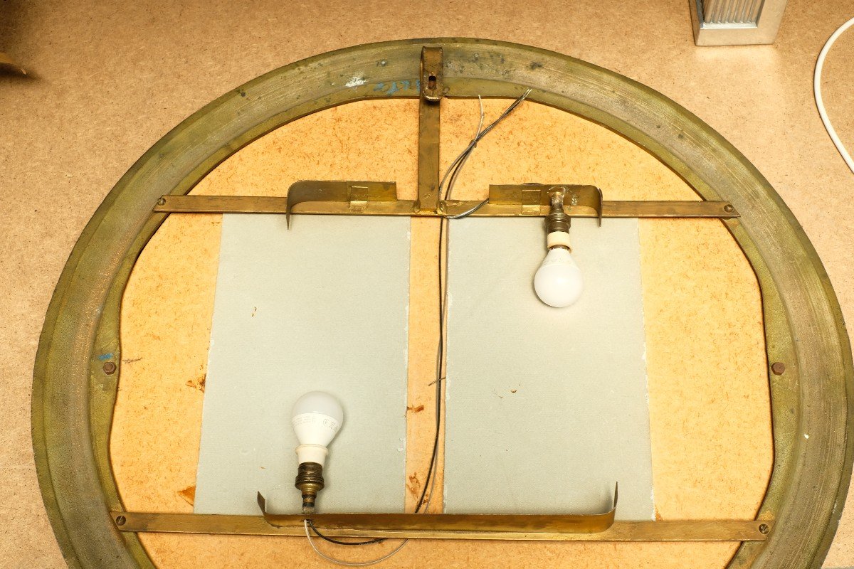 Grand Miroir Lumineux patine Bronze, Italie 1960s.-photo-8