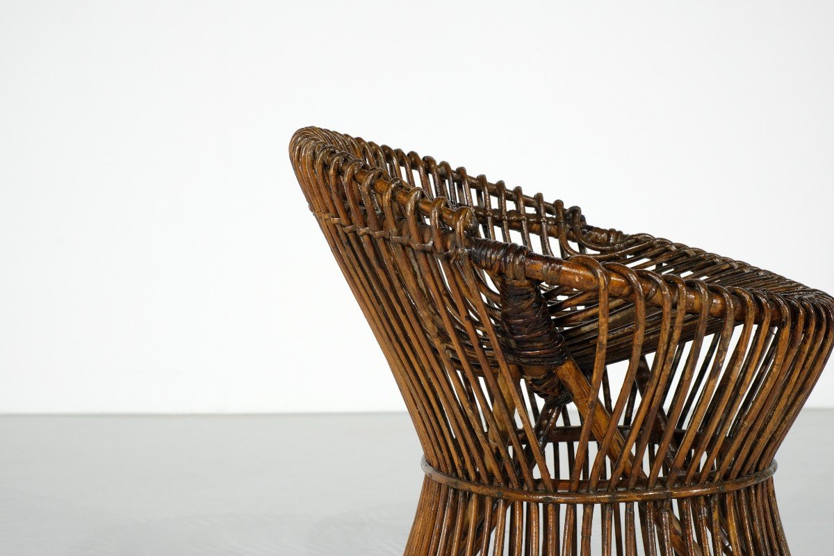 Rattan Stool, Italy, 1960s.-photo-3