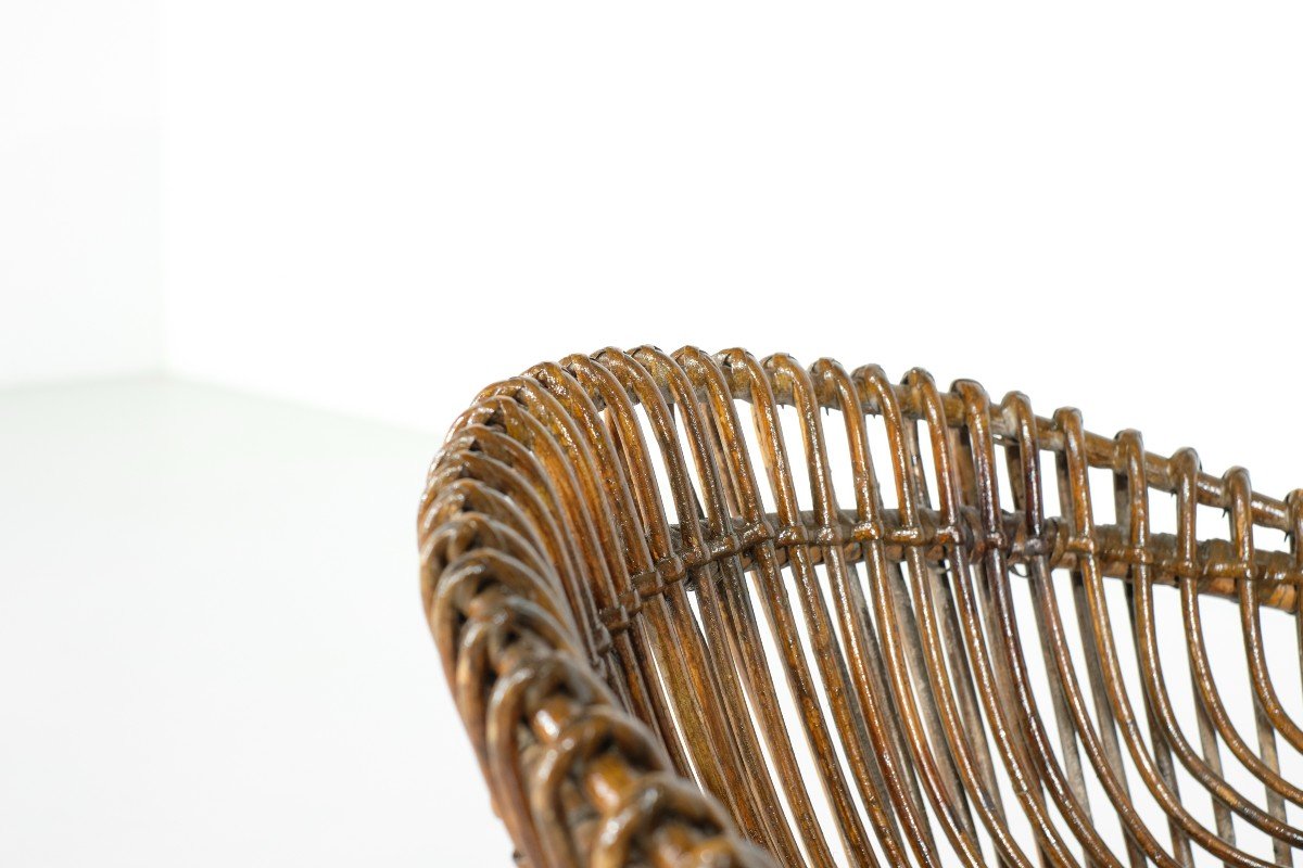 Rattan Stool, Italy, 1960s.-photo-4