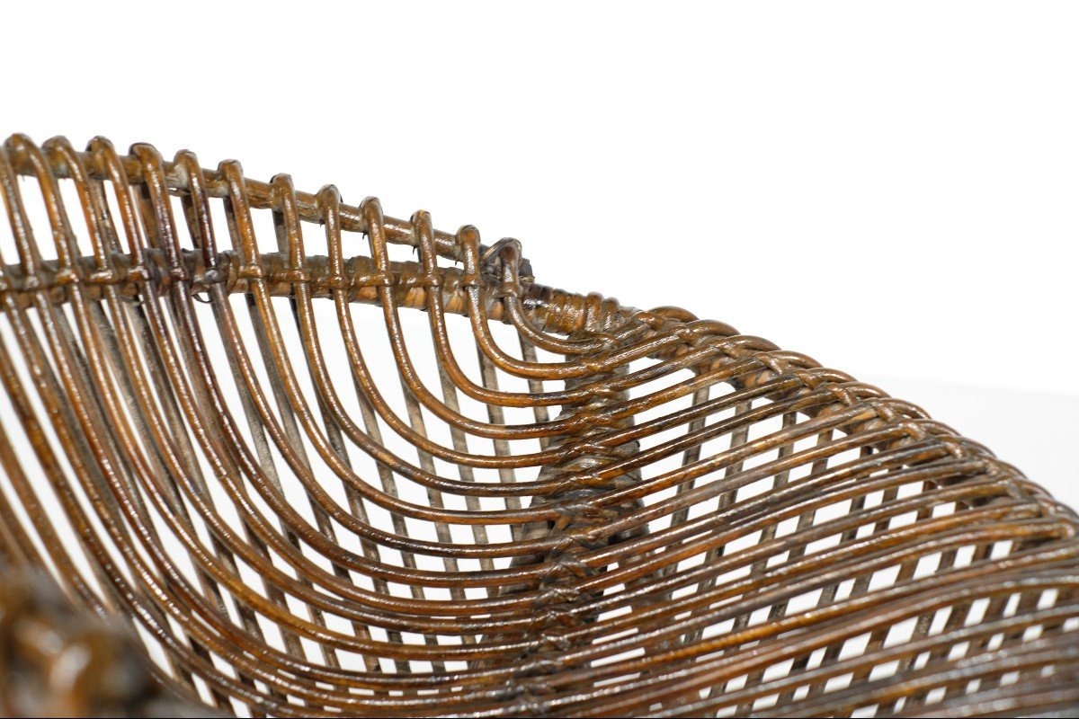 Rattan Stool, Italy, 1960s.-photo-7