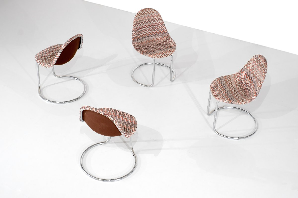 Ensemble de chaises " Maia " par Giotto Stoppino pour Bernini, Italie années 1970s.-photo-2