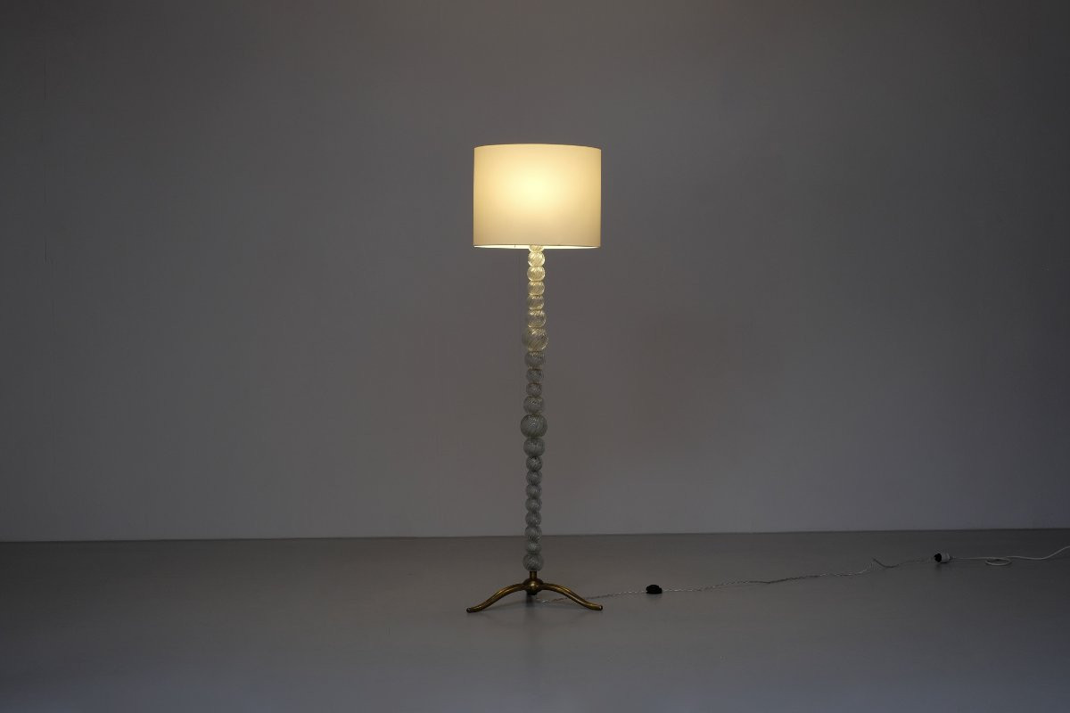 Murano Glass And Bronze Floor Lamp Attributed To Seguso Vetri, Italy 1950s.-photo-2