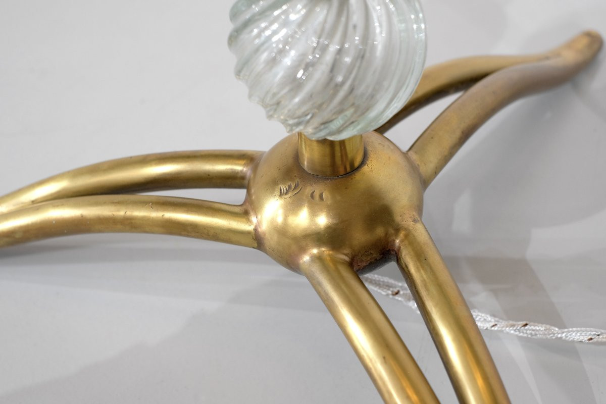 Murano Glass And Bronze Floor Lamp Attributed To Seguso Vetri, Italy 1950s.-photo-5