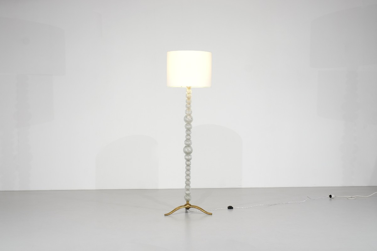 Murano Glass And Bronze Floor Lamp Attributed To Seguso Vetri, Italy 1950s.