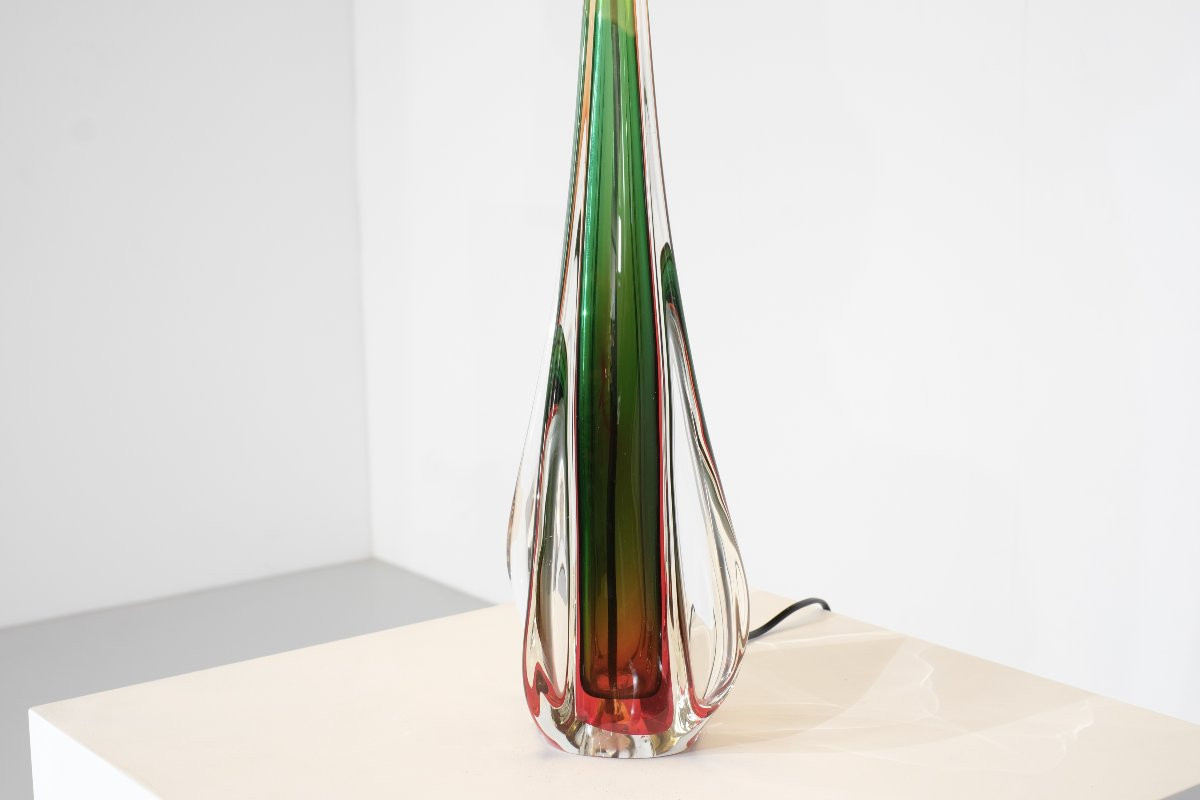 Lampe de table en verre de Murano attribuée à Flavio Poli pour Seguso, Italie, années 1960s.-photo-4