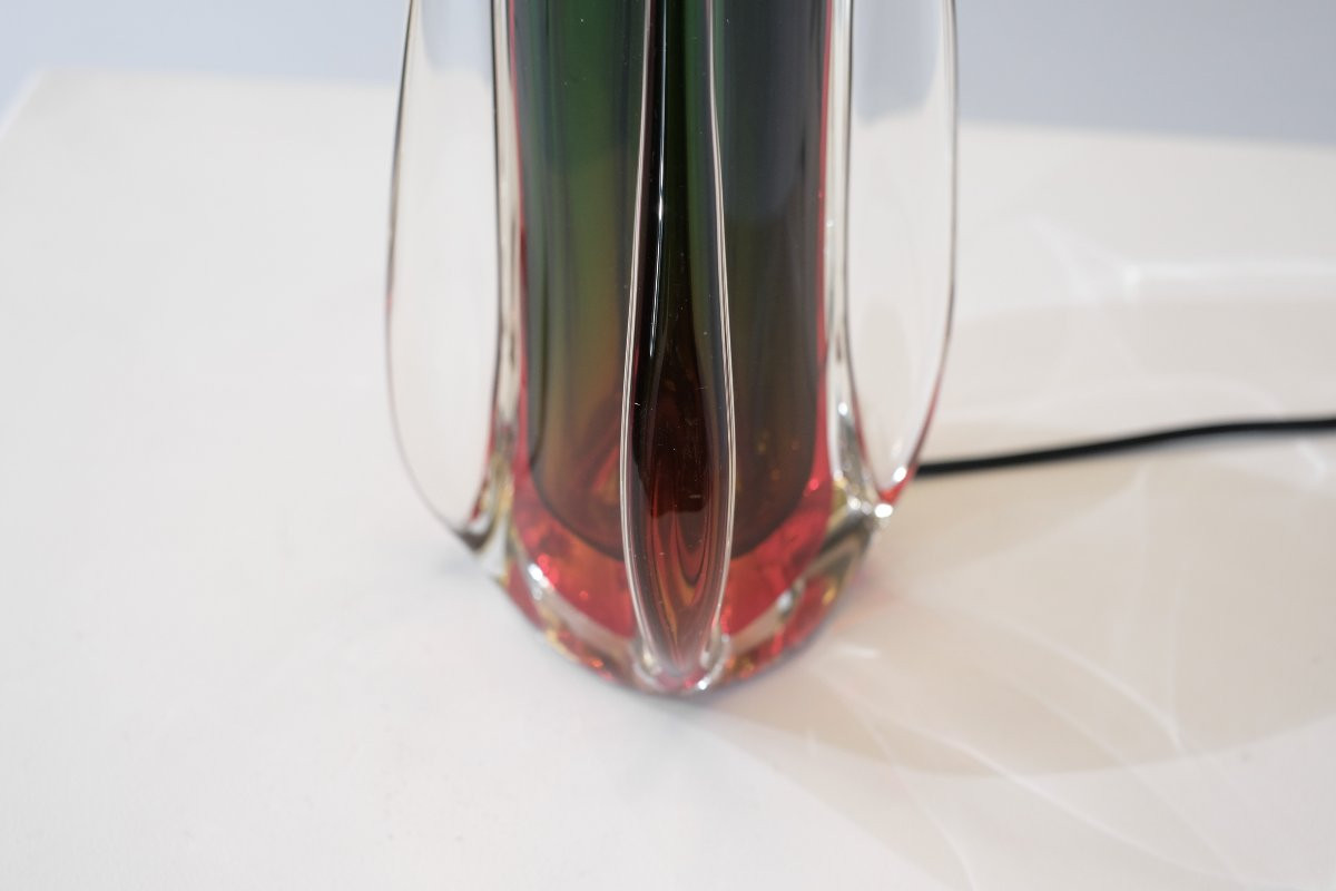 Lampe de table en verre de Murano attribuée à Flavio Poli pour Seguso, Italie, années 1960s.-photo-4