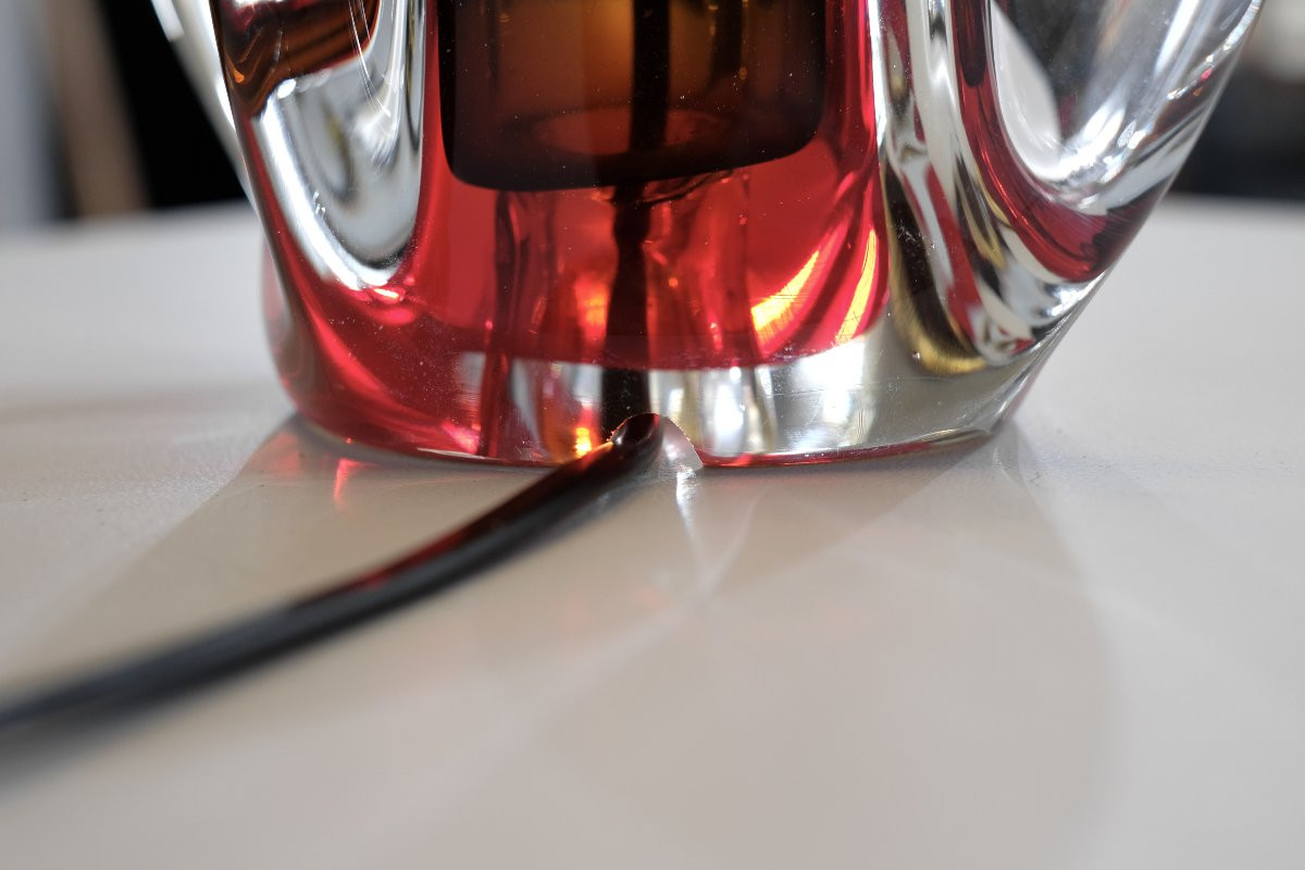 Lampe de table en verre de Murano attribuée à Flavio Poli pour Seguso, Italie, années 1960s.-photo-6