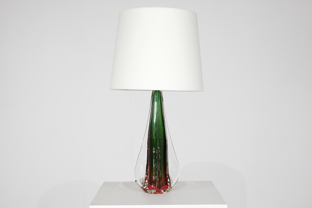 Lampe de table en verre de Murano attribuée à Flavio Poli pour Seguso, Italie, années 1960s.