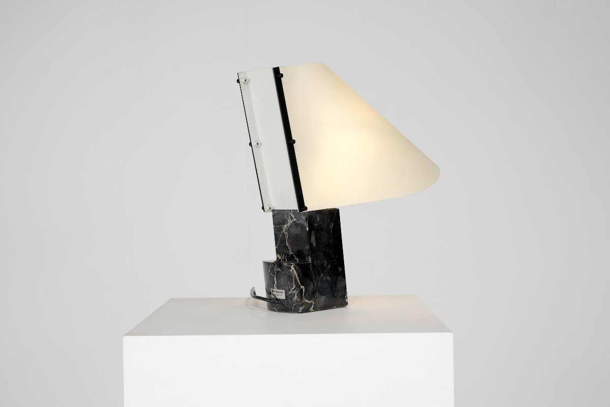 Lampe de table en marbre pour Stilnovo, Italie, années 1970s.-photo-1