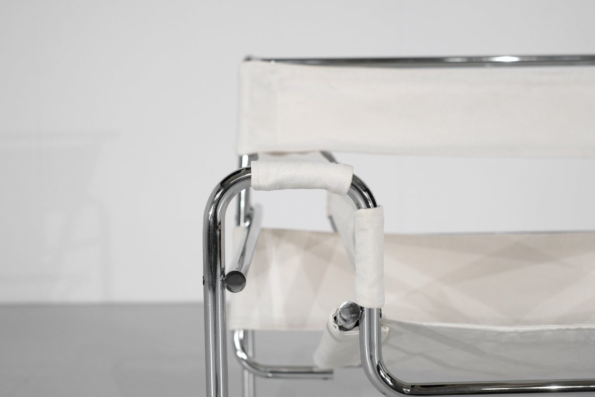 Fauteuil " B3 Wassily " en tissu par Marcel Breuer pour Bononia, Italie, années 1925.-photo-2