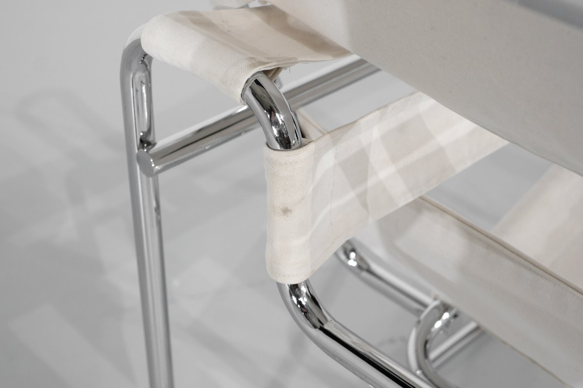 Fauteuil " B3 Wassily " en tissu par Marcel Breuer pour Bononia, Italie, années 1925.-photo-5