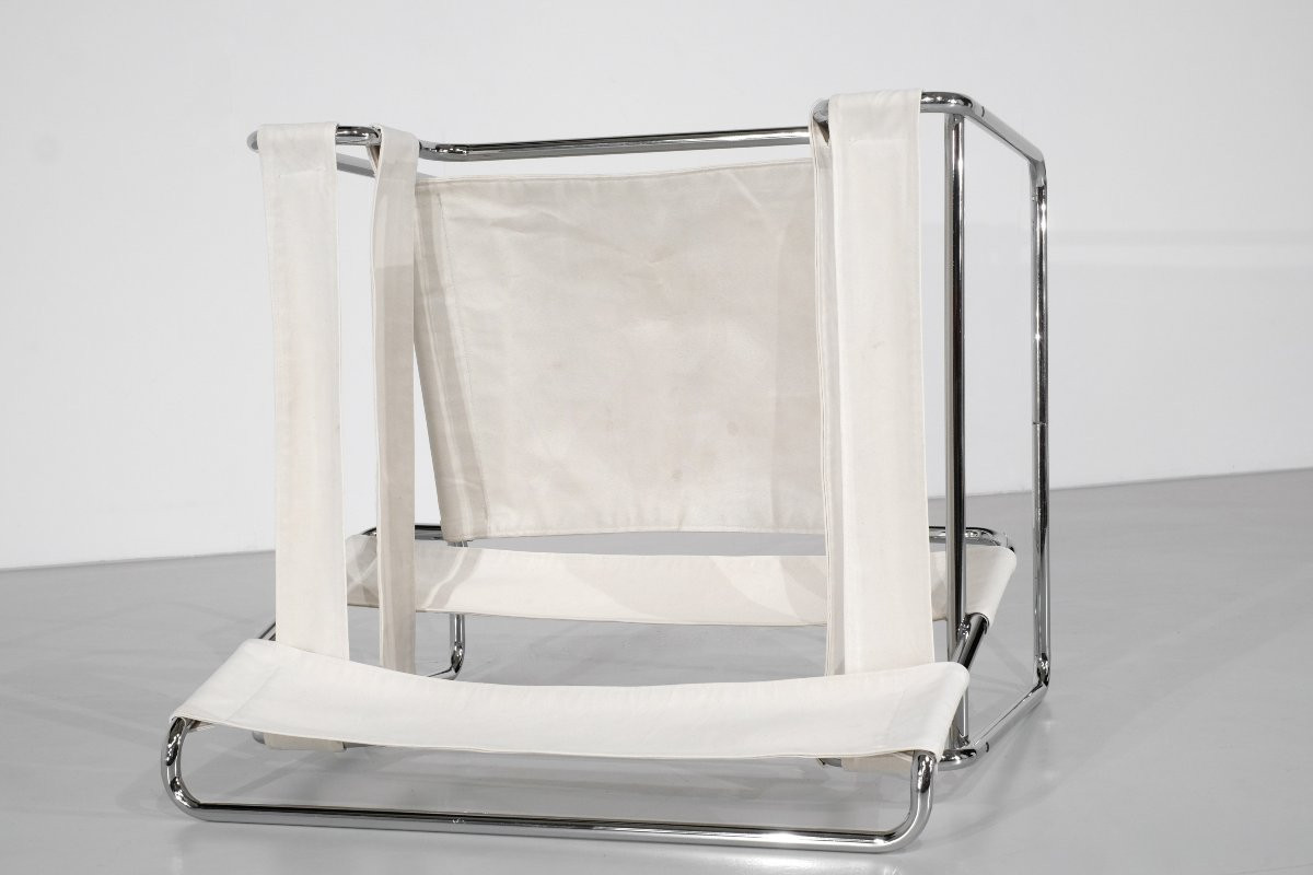 Fauteuil " B3 Wassily " en tissu par Marcel Breuer pour Bononia, Italie, années 1925.-photo-7