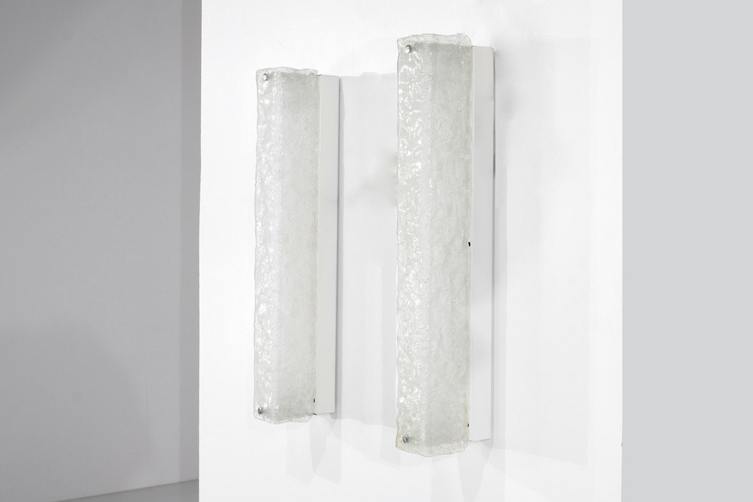Large Pair Of Murano Glass Wall Sconces, Italy 1970s. Vintage-photo-4
