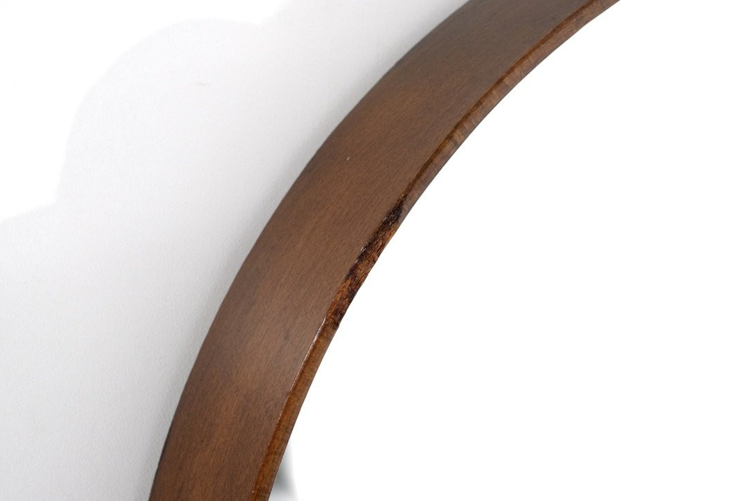 Miroir rond vintage en bois italien, Italie, années 1960s.-photo-1