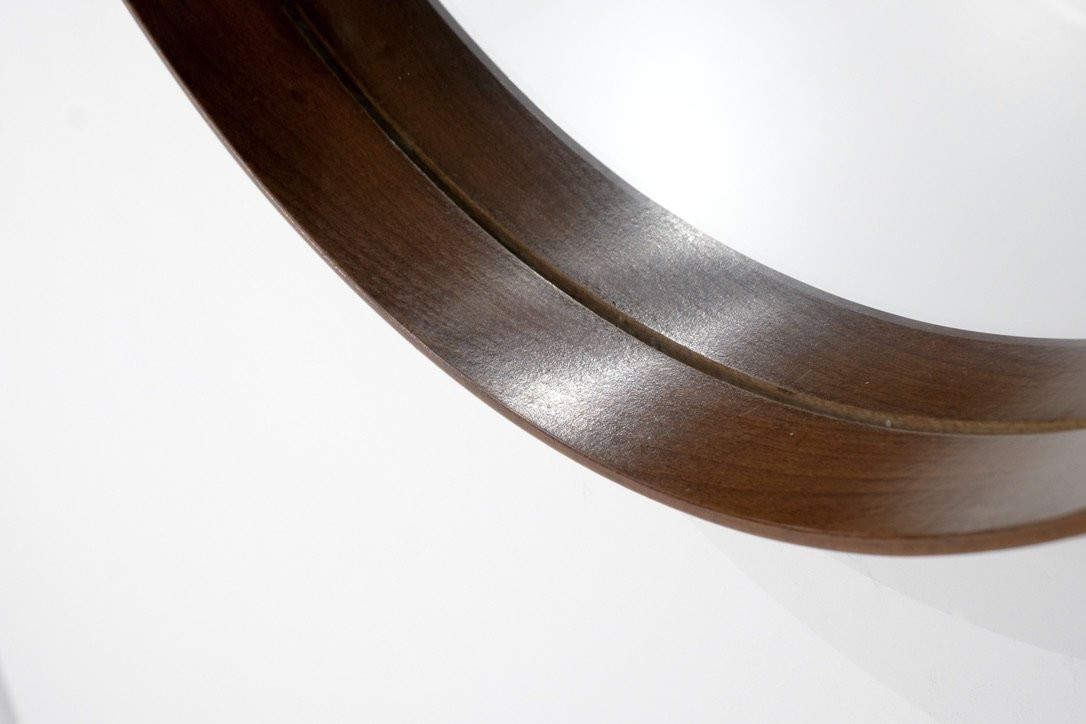 Miroir rond vintage en bois italien, Italie, années 1960s.-photo-2