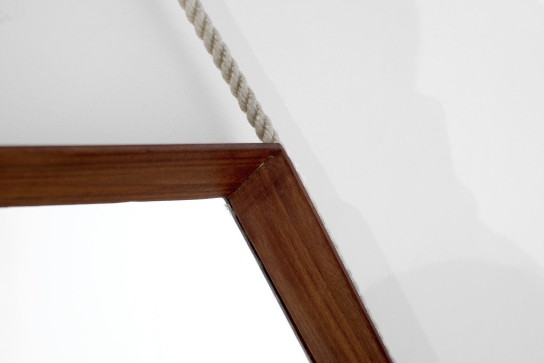 Vintage Wooden Mirror, Italy, 1960s.-photo-4