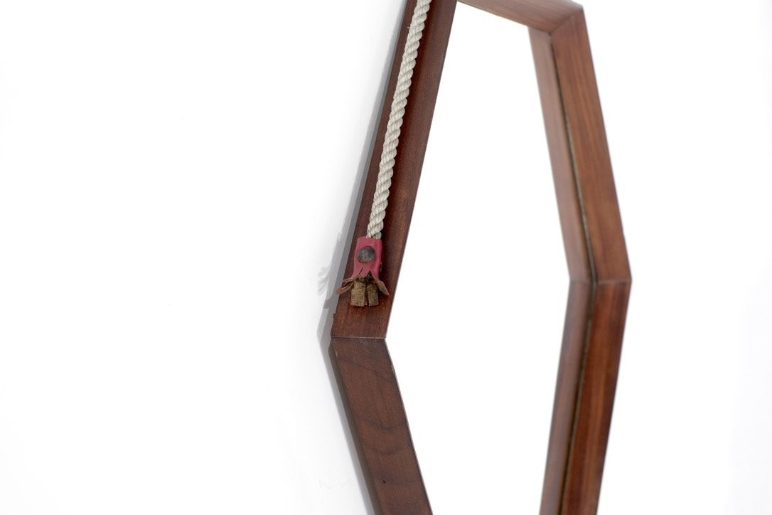 Vintage Wooden Mirror, Italy, 1960s.-photo-1