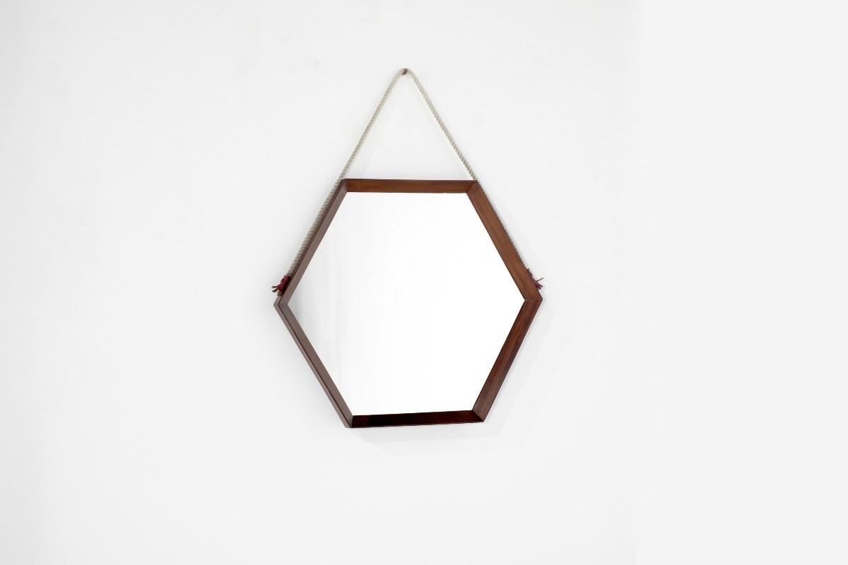 Vintage Wooden Mirror, Italy, 1960s.