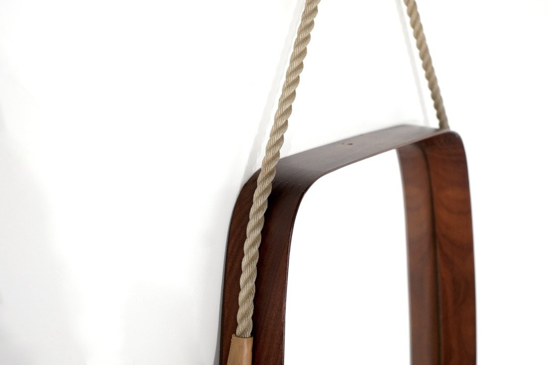 Vintage Rectangular Wooden Mirror, Italy, 1960s.-photo-4