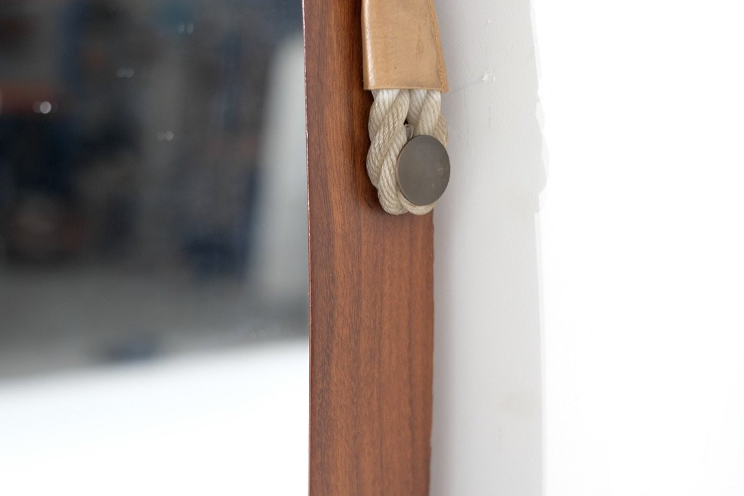 Vintage Rectangular Wooden Mirror, Italy, 1960s.-photo-4