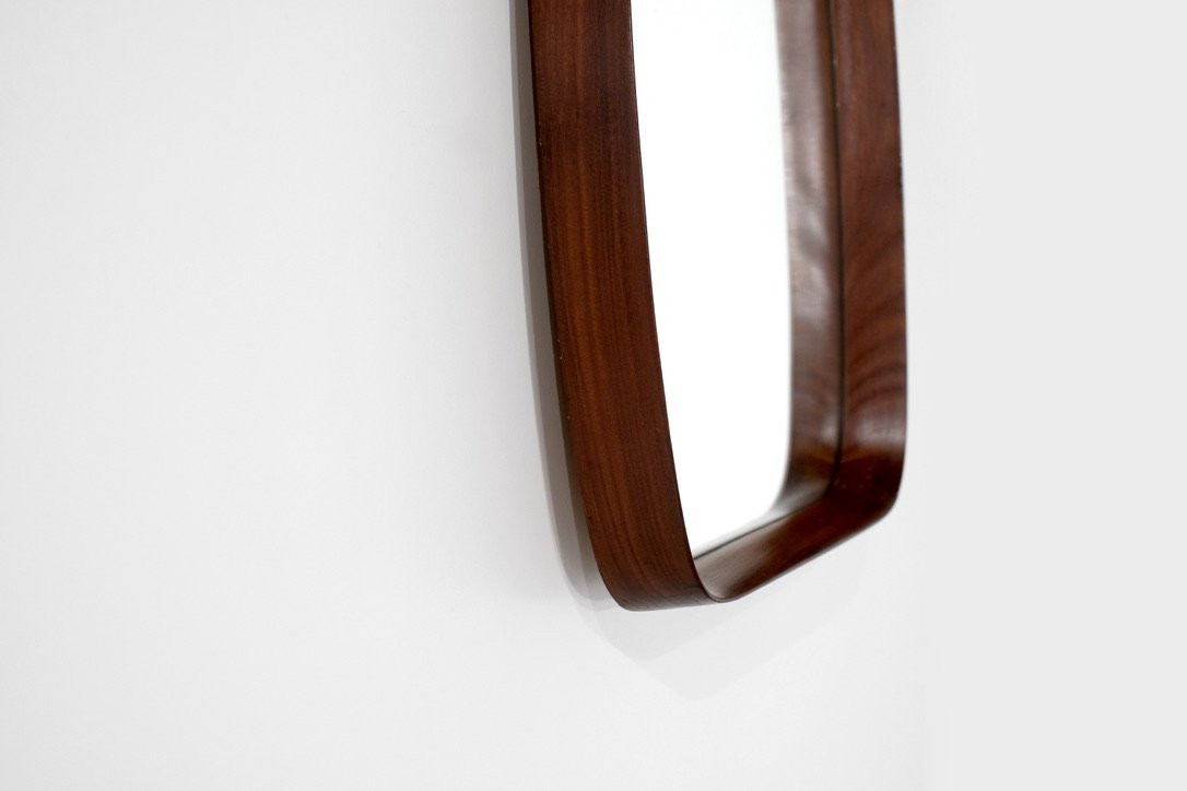 Vintage Rectangular Wooden Mirror, Italy, 1960s.-photo-6