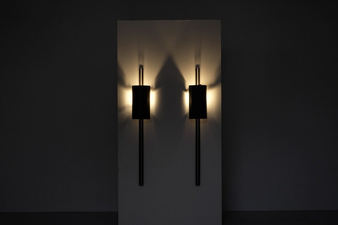 Pair Of "monza" Wall Lights By Franck Robichez For Dritsh, Paris, 1990s.-photo-2